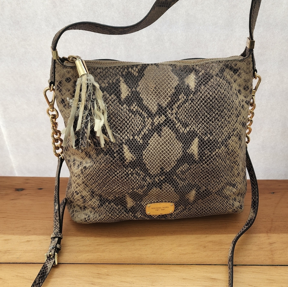 Snakeskin Pattern Crossbody Bag MK Bedford Python